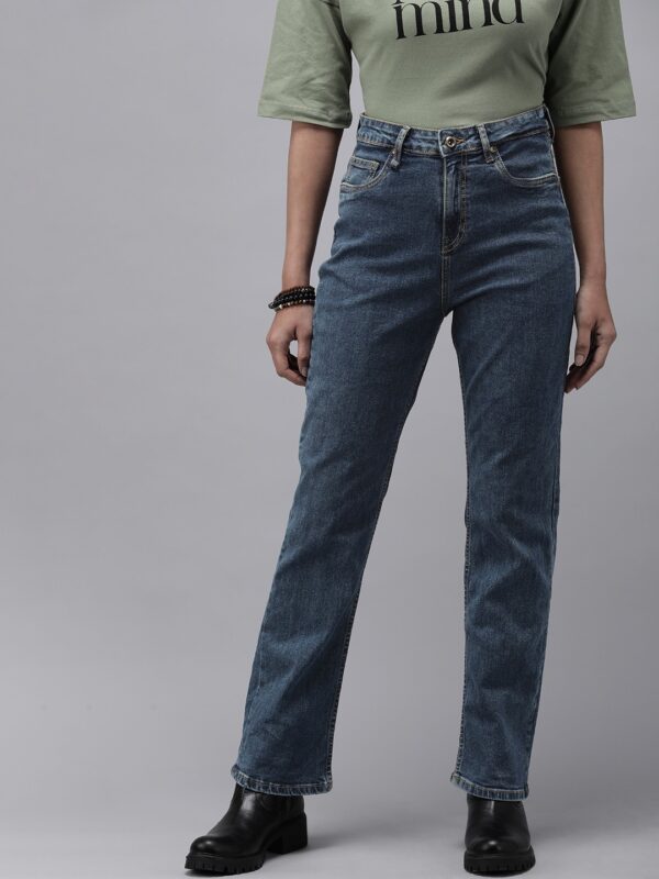 Roadster Women Blue Straight Fit High-Rise Stretchable Jeans
